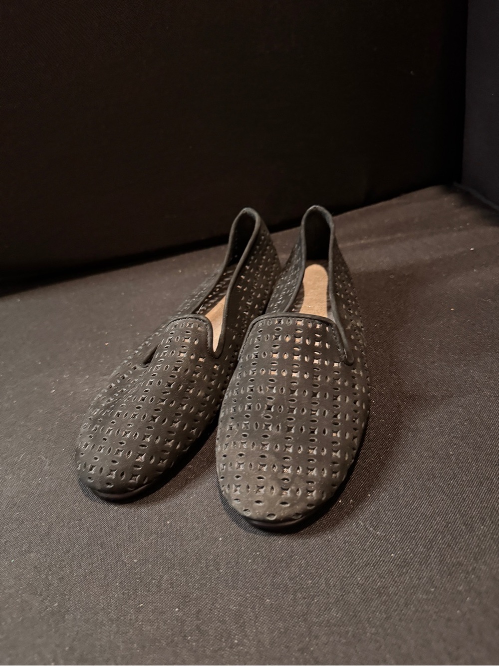 AEROSOLES Black Perforated Slip-On Loafers
